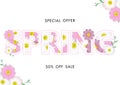 Spring sale background with beautiful flower, vector illustration template, banners, Wallpaper, invitation, posters, brochure, vou Royalty Free Stock Photo