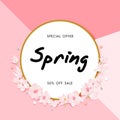 Spring sale background with beautiful flower vectorrs, Wallpaper, invitation, posters, brochure,