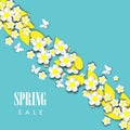Spring sale background with beautiful flower, vector illustration template Royalty Free Stock Photo