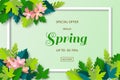 Spring sale background with colorful leaves for shopping promotion,poster,leaflet or web banner Royalty Free Stock Photo