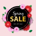 Spring sale background with beautiful flower, vector illustration template Royalty Free Stock Photo