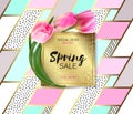 Spring sale background with realistic vector tulips.