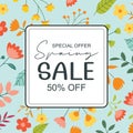 Spring sale banner background template with colorful flower.Can be use social media card, voucher, wallpaper,flyers, invitation, Royalty Free Stock Photo