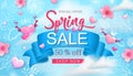 Spring sale banner with cherry blossoms, flowers Royalty Free Stock Photo