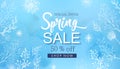 Spring sale banner with cherry blossoms, flowers Royalty Free Stock Photo