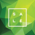Spring sale banner on green low poly background with elegant typography for luxury sales offers in fashion. Modern