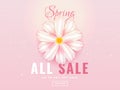 Spring Sale banner or poster design with 30% discount offer and realistic daisy flower illustration.