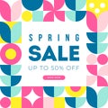 Spring Sale banner template with abstract flower background for social media marketing, advertising. Royalty Free Stock Photo