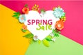 Spring sale. Banner, flyer, invitation, posters, brochure voucher discount Advertising Cut from paper.