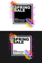 Spring Sale banner in two rectangles both in black and white Royalty Free Stock Photo