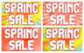 Spring Sale banners set on a bright background with radiating rays Royalty Free Stock Photo