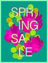 Beautiful watercolor flower background with letters Spring Sale. Royalty Free Stock Photo
