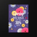 Spring sale flyer template with flowers concept background vector Royalty Free Stock Photo