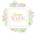 Spring sale graphic with delicate watercolor flowers