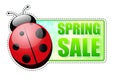 Spring sale green label with ladybird Royalty Free Stock Photo