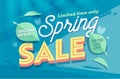 Spring Sale Green Natural Horizontal Banner Template. Promo Discount Season Offer Hot Price Poster. Clearance Super Deal Royalty Free Stock Photo