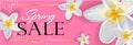 Spring Sale Horizontal Banner, header for website, online store. Sale Poster, Sale Flyer, Sale Vector. discount, vector