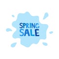 Spring sale inscription on background rain puddles splashing. Vector illustration Royalty Free Stock Photo