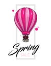 Spring sale leaflet template with air balloon Royalty Free Stock Photo