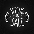 Spring sale - lettering on the chalk background. Royalty Free Stock Photo