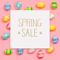 Spring sale message with Easter eggs Royalty Free Stock Photo