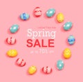 Spring sale message with Easter eggs Royalty Free Stock Photo