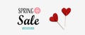 Spring sale message with red glitter heart picks Royalty Free Stock Photo