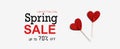Spring sale message with red glitter heart picks Royalty Free Stock Photo