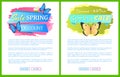 Spring Sale Posters Set Discount Color Butterflies Royalty Free Stock Photo