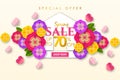 Spring sale Promotional banner background with colorful flower and butterfly for Special spring offer 70% off Royalty Free Stock Photo