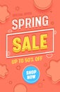 Spring Sale Red Vertical Abstract Banner Template. Promotion Discount Advertising Hot Price Typography Poster Deal Offer Royalty Free Stock Photo