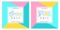 Spring Sale special offer banners set with hand lettering for springtime shopping, commerce, discount promotion and advertising.