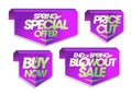 Spring sale stickers, signs and arrows vector collection - price cut, end of spring blowout sale, special spring offer Royalty Free Stock Photo