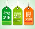 Spring Sale Tags Set for Seasonal Store Promotions Hanging Royalty Free Stock Photo