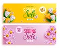 Spring sale text vector banner design. Spring sale special offer discount price for holiday season Royalty Free Stock Photo