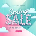 Spring sale typography poster with full blossom flowers. Spring background Royalty Free Stock Photo