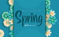 Spring sale vector banner design with flowers. Vector illustration Royalty Free Stock Photo