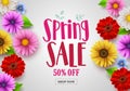 Spring sale vector banner design with template background Royalty Free Stock Photo