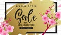 Spring Sale Vector Illustration. Banner With Cherry Blossoms. Royalty Free Stock Photo