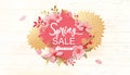 Spring Sale Vector Illustration. Banner With Cherry Blossoms. Royalty Free Stock Photo