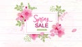 Spring Sale Vector Illustration. Banner With Cherry Blossoms. Royalty Free Stock Photo