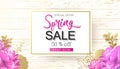 Spring Sale Vector Illustration. Banner With Cherry Blossoms. Royalty Free Stock Photo