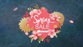 Spring Sale Vector Illustration. Banner With Cherry Blossoms. Royalty Free Stock Photo