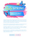 Spring Sale Web Poster Discount Colorful Butterfly Royalty Free Stock Photo