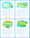 Spring Sale Web Posters with Promo Tags Vector