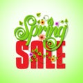 Spring Sale Word for Seasonal Promotion with Flying Leaves Royalty Free Stock Photo