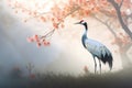 Spring scenery crane. Generate Ai