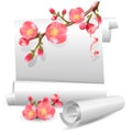 Spring scrolls with flowering quince.