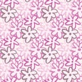 Spring seamless chamomile contours pattern. Pink, lilac and purple colors silhouettes