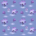 Spring seamless pattern with blooming crocuses